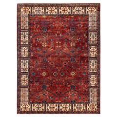 Traditional Tribal Serapi Wool Hand Knotted Red Area Rug 9' 0" x 12' 0"