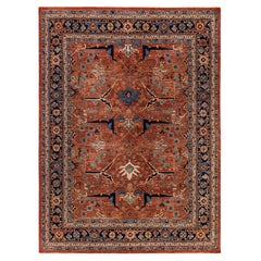 Traditional Tribal Serapi Wool Hand Knotted Red Area Rug 9' 1" x 12' 4"