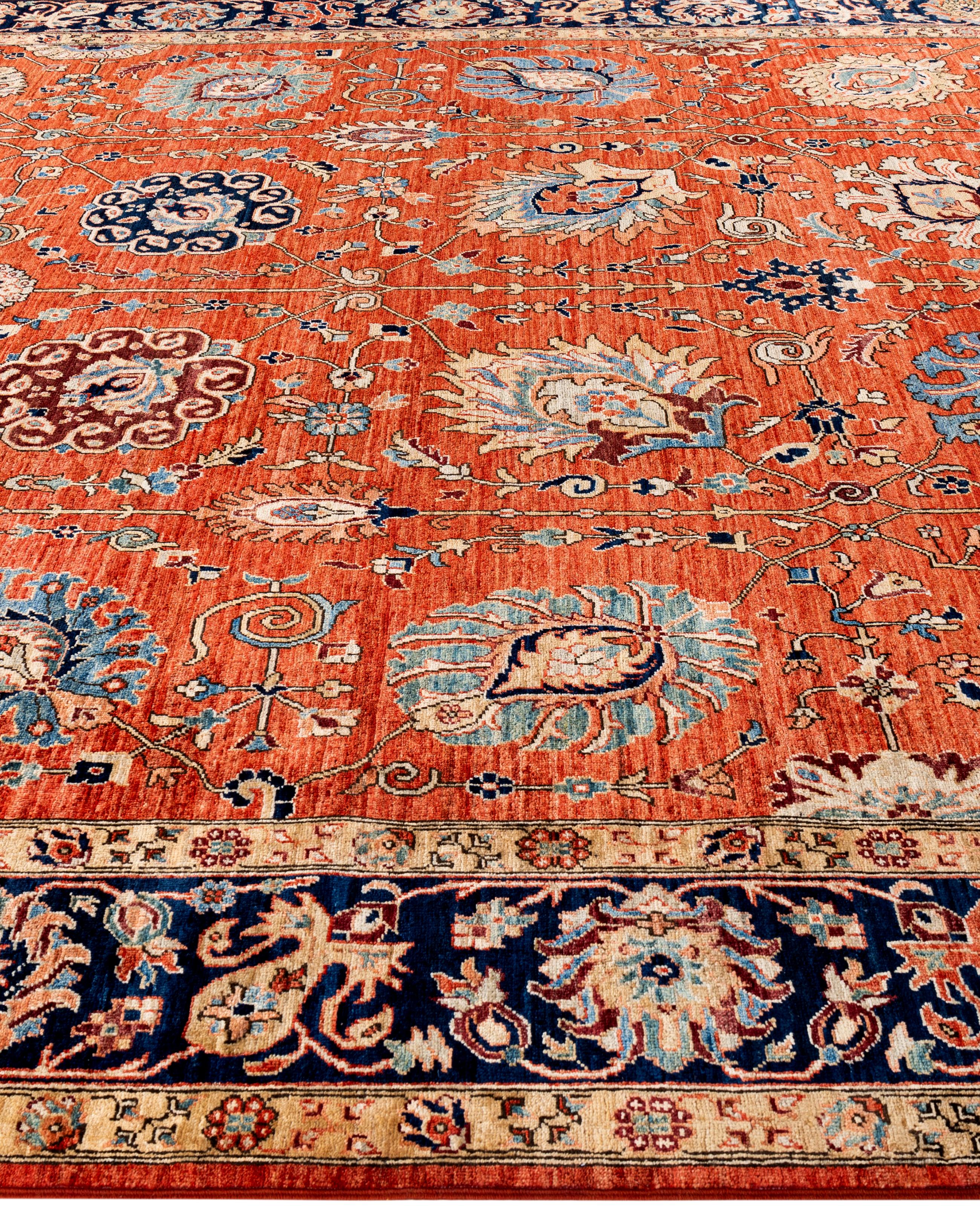 Noué à la main Tapis traditionnel tribal Serapi rouge noué à la main 9' 2