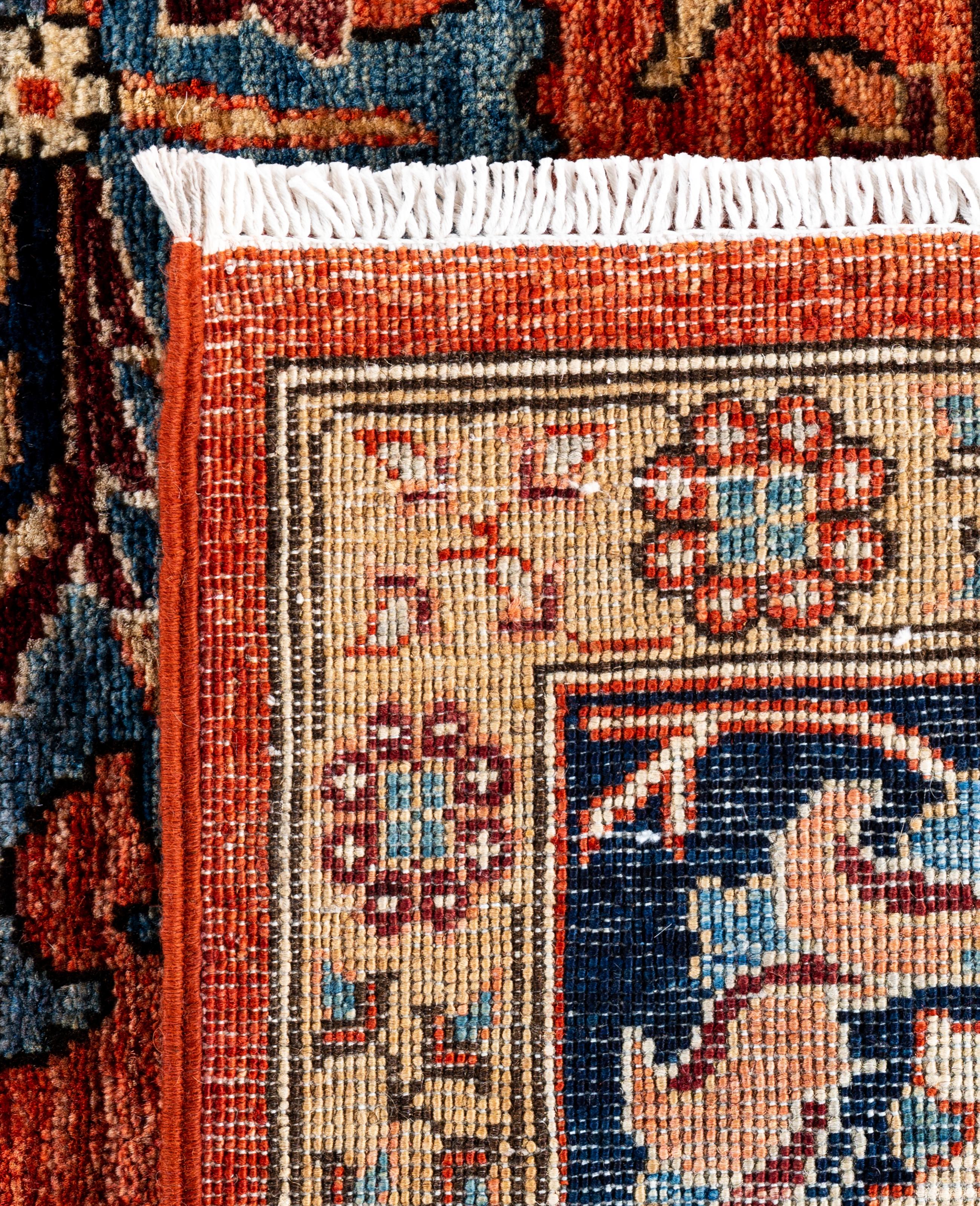 Tapis traditionnel tribal Serapi rouge noué à la main 9' 2