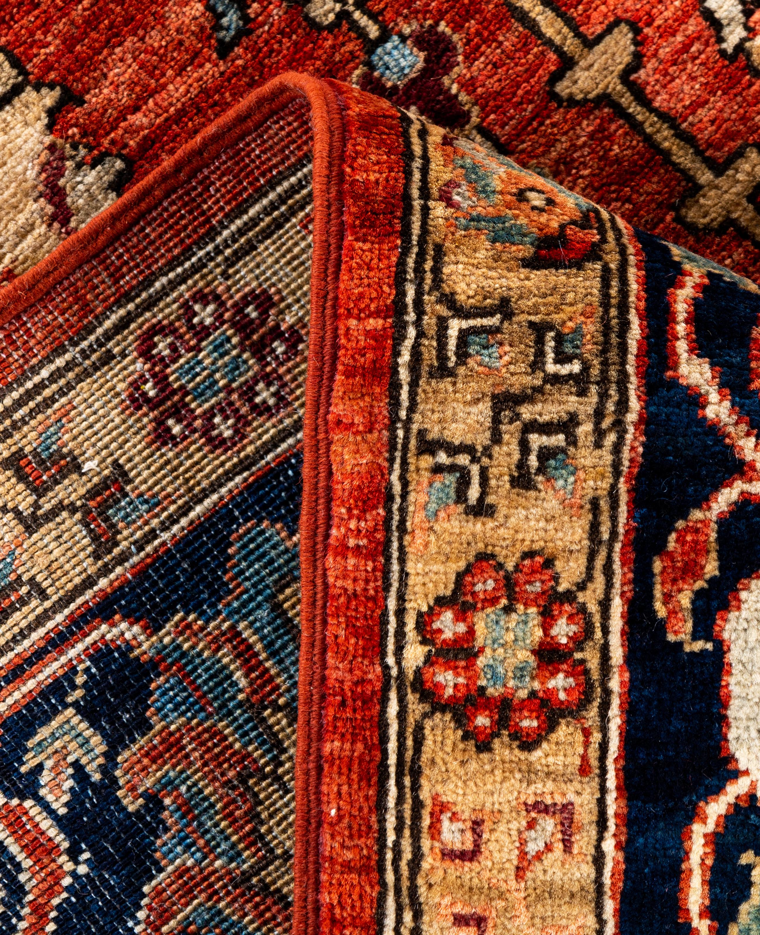 XXIe siècle et contemporain Tapis traditionnel tribal Serapi rouge noué à la main 9' 2