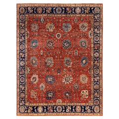 Traditional Tribal Serapi Wool Hand Knotted Red Area Rug 9' 2" x 12' 1"