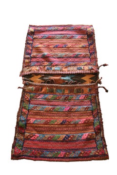 Traditional Tribal Rug Textile Handwoven Antique Oriental Wool Saddle Bag