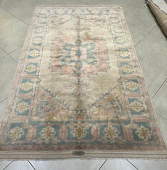 Traditional Turkish 6x9 Blue and Pink Rug