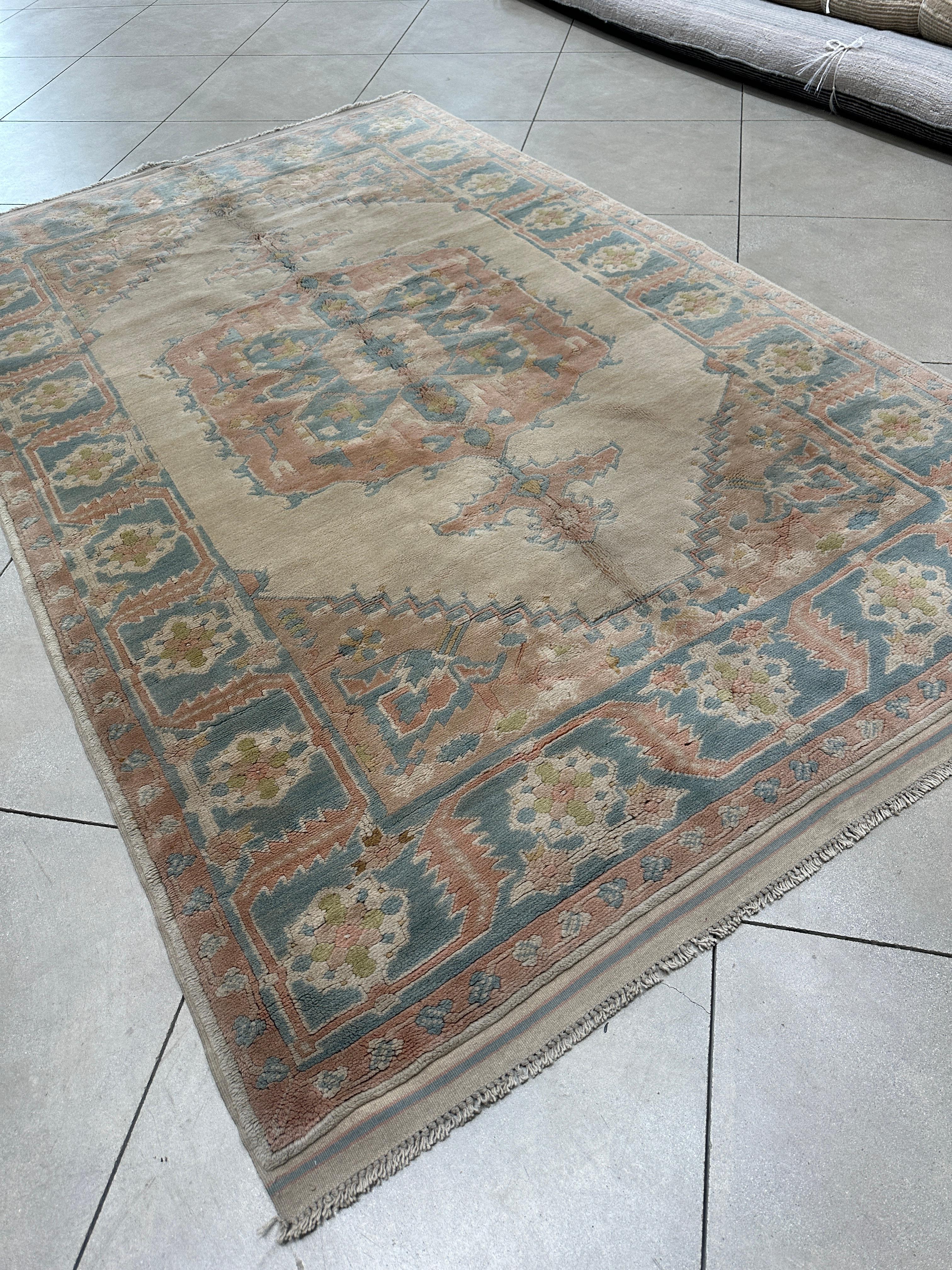 Alfombra Turca Tradicional 6x9 Azul y Rosa Turco en venta