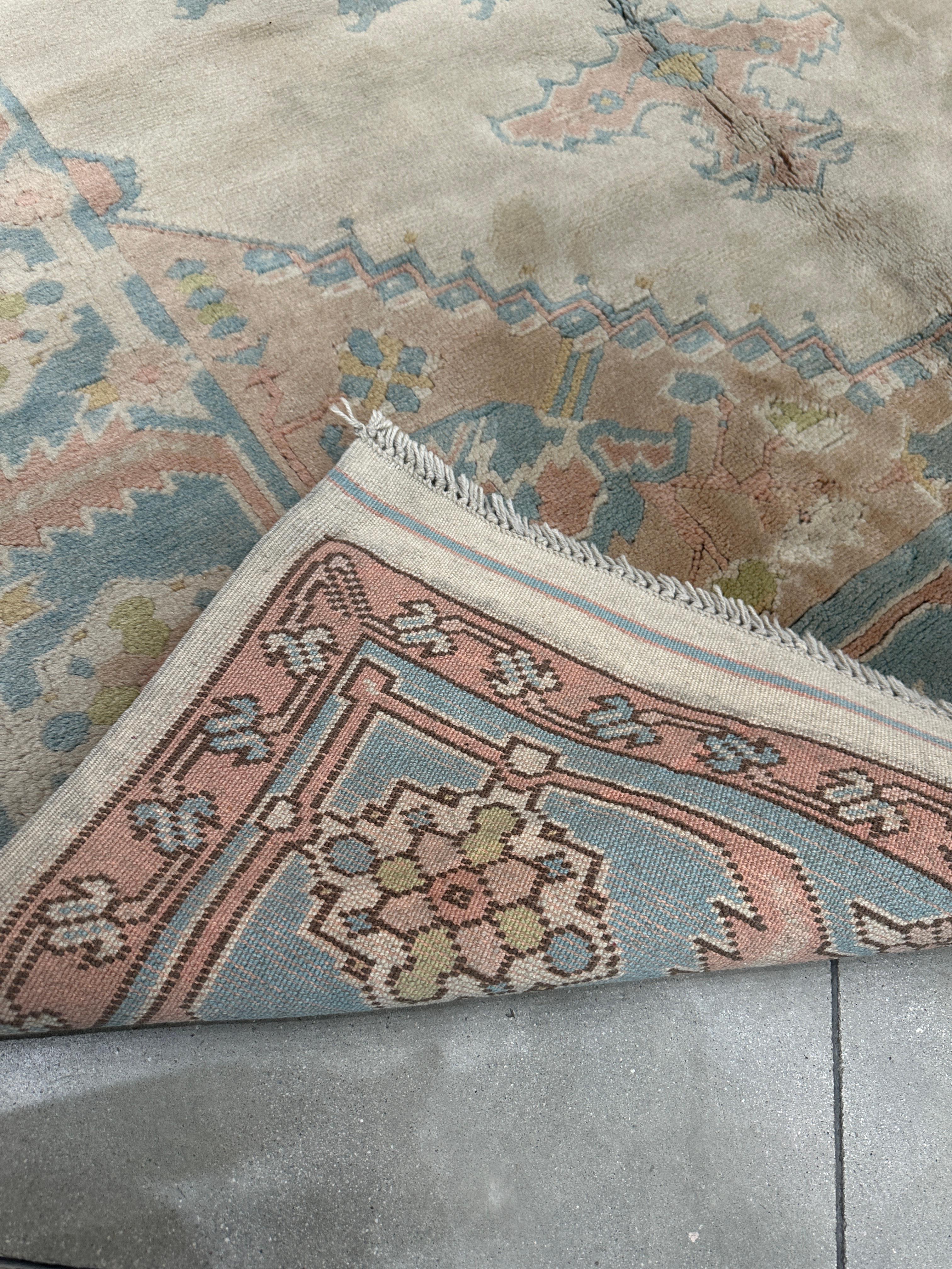 Alfombra Turca Tradicional 6x9 Azul y Rosa en venta 2