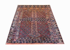 Türkischer Teppich, rostfarbener Wollteppich, handgeknüpfter antiker Teppich
