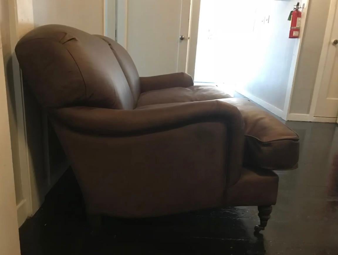 Traditional Two Seat Leather Sofa For Sale at 1stDibs