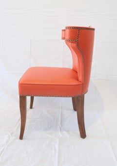 Traditional Upholstered Hale Dining Chair with Brass by Martin and Brockett