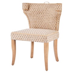 Traditional Upholstered Dining Chair with Brass Handle by Martin and Brockett