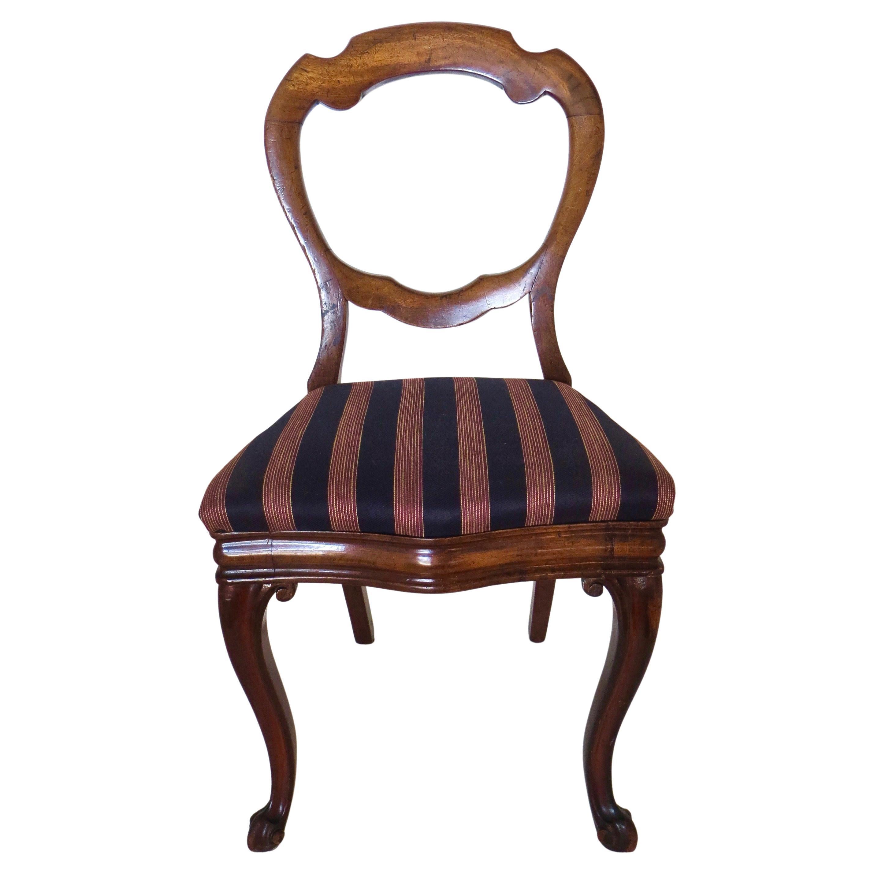 Traditional Victorian Balloon Back Side Chair, English, Circa 1850 For Sale