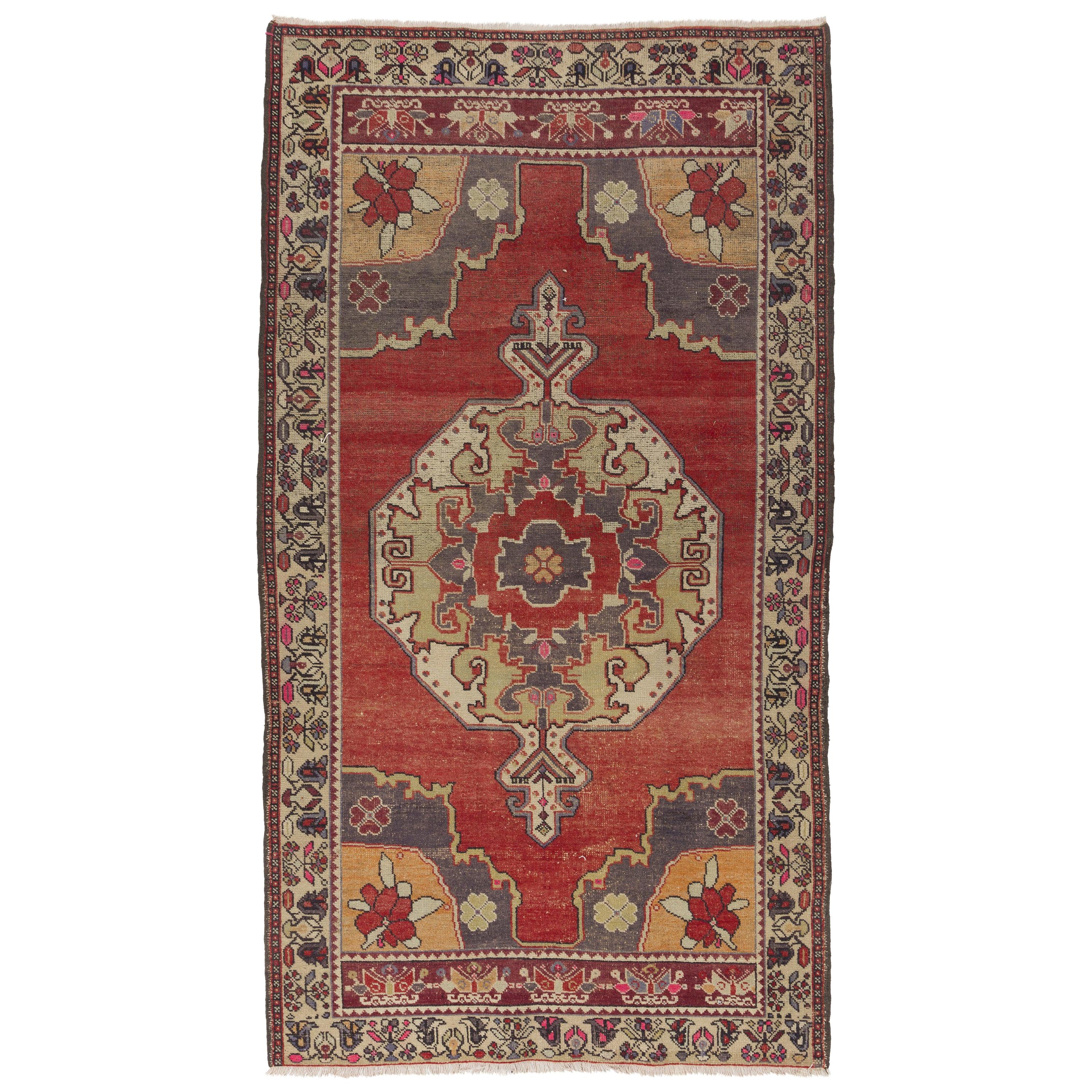 5x5.6 Ft Traditional Vintage Cappadocia Wool Rug. One-of-a-Kind Handmade Carpet For Sale