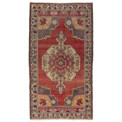 5x5.6 Ft Traditional Vintage Cappadocia Wool Rug. One-of-a-Kind Handmade Carpet