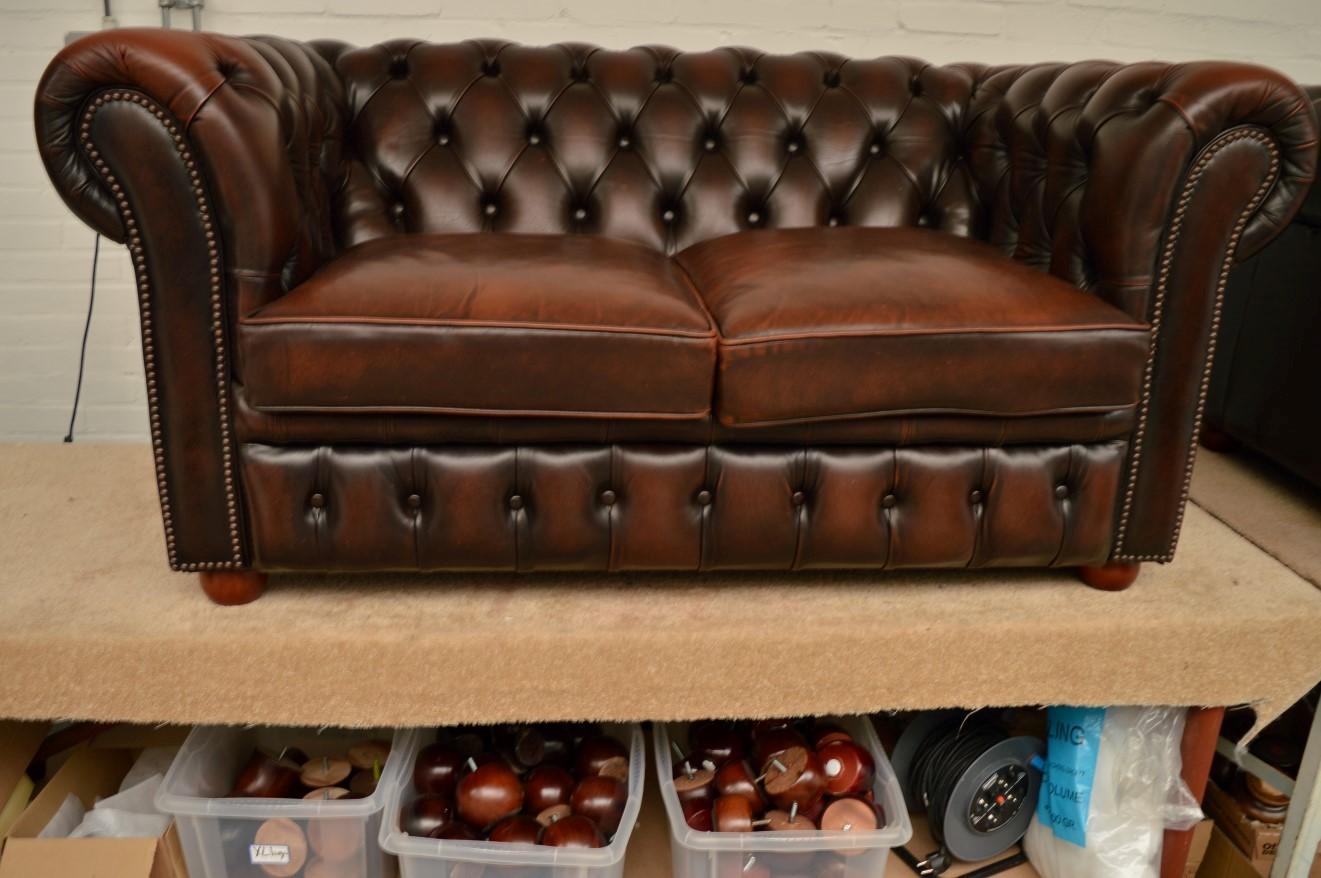 20th Century Traditional Vintage Delta Chesterfield Three and Two/Seat Settee For Sale