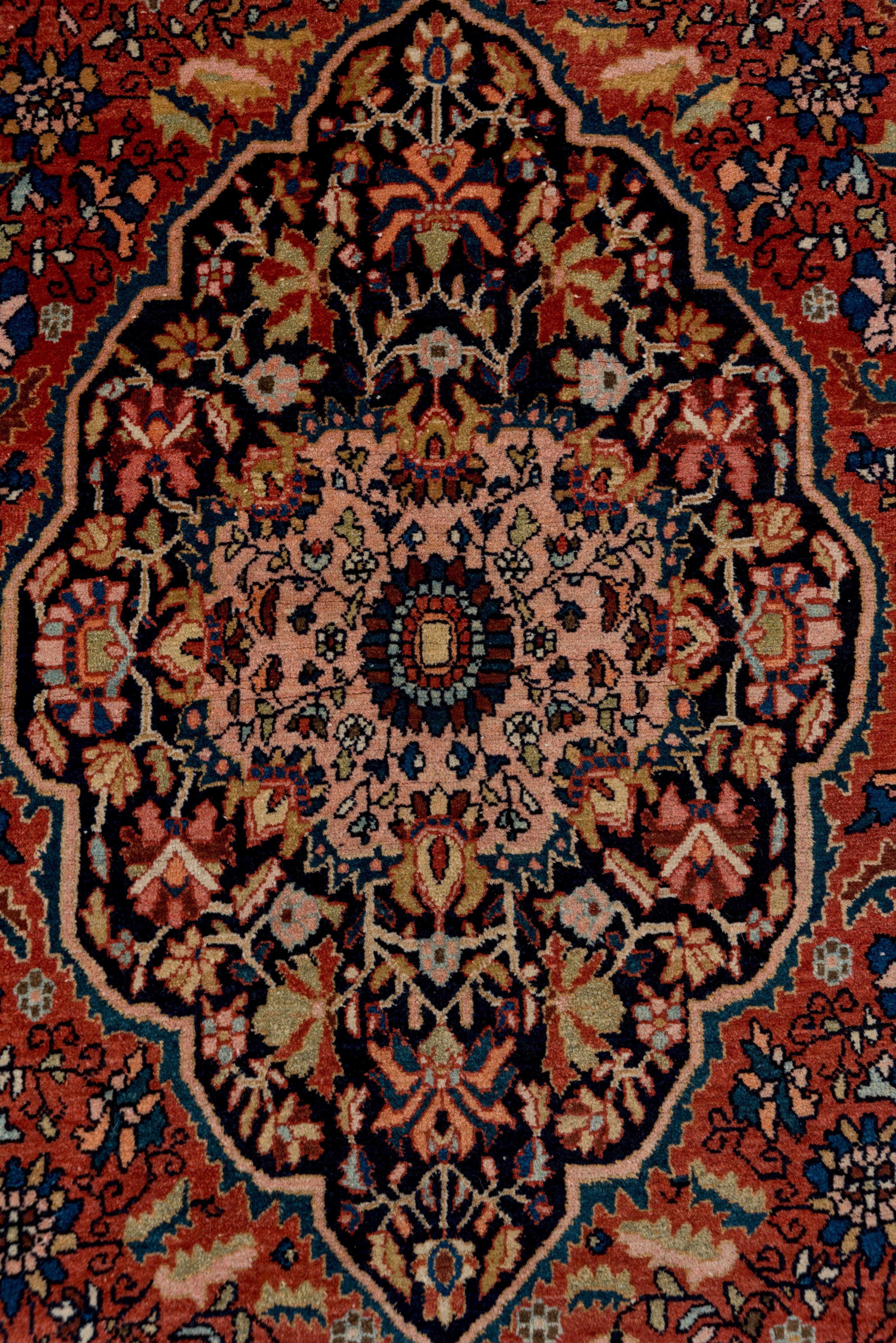 Wool Traditional Vintage Far Sarouk in Red and Grey Notes and Ornate Detailing For Sale