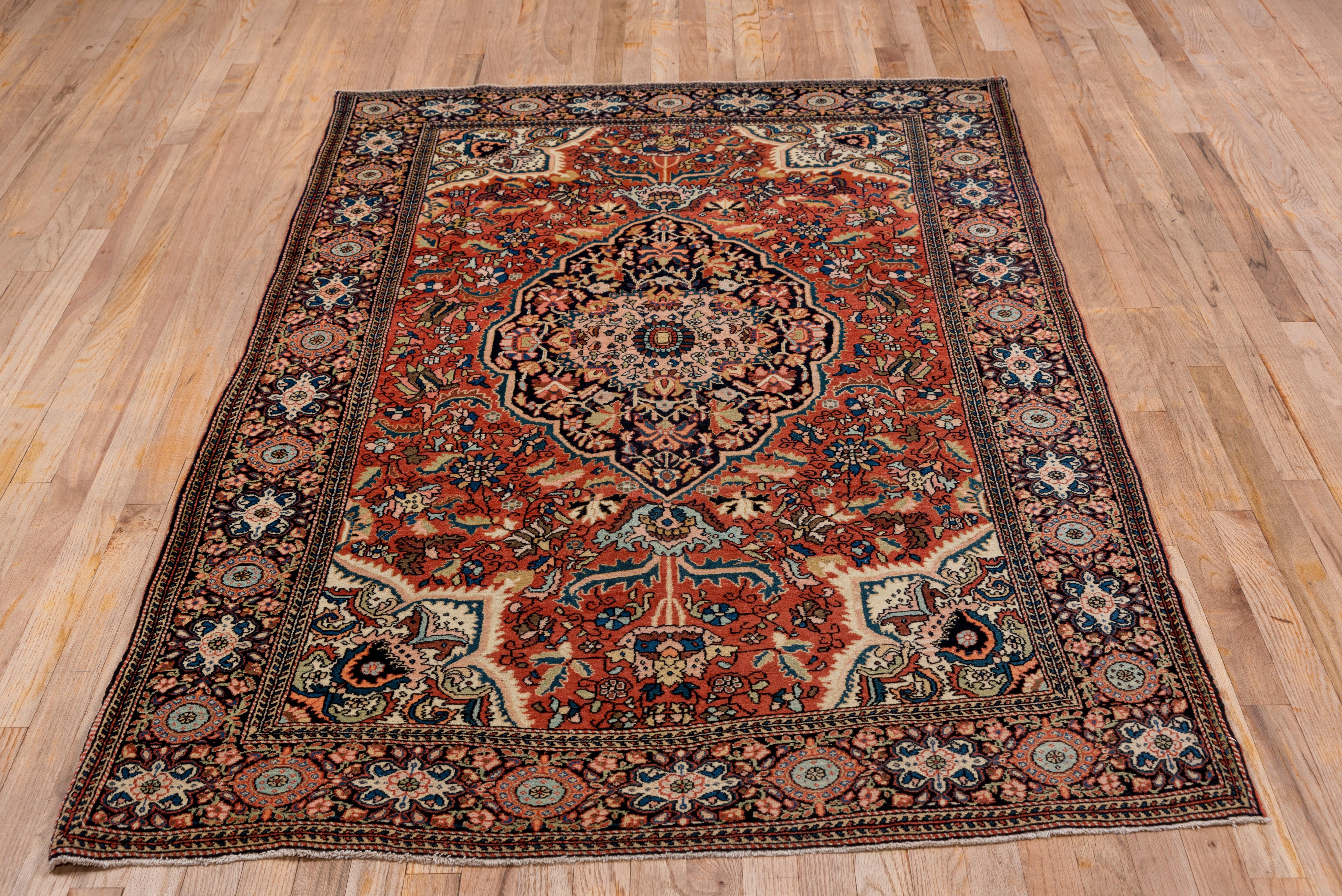 Traditional Vintage Far Sarouk in Red and Grey Notes and Ornate Detailing For Sale 1