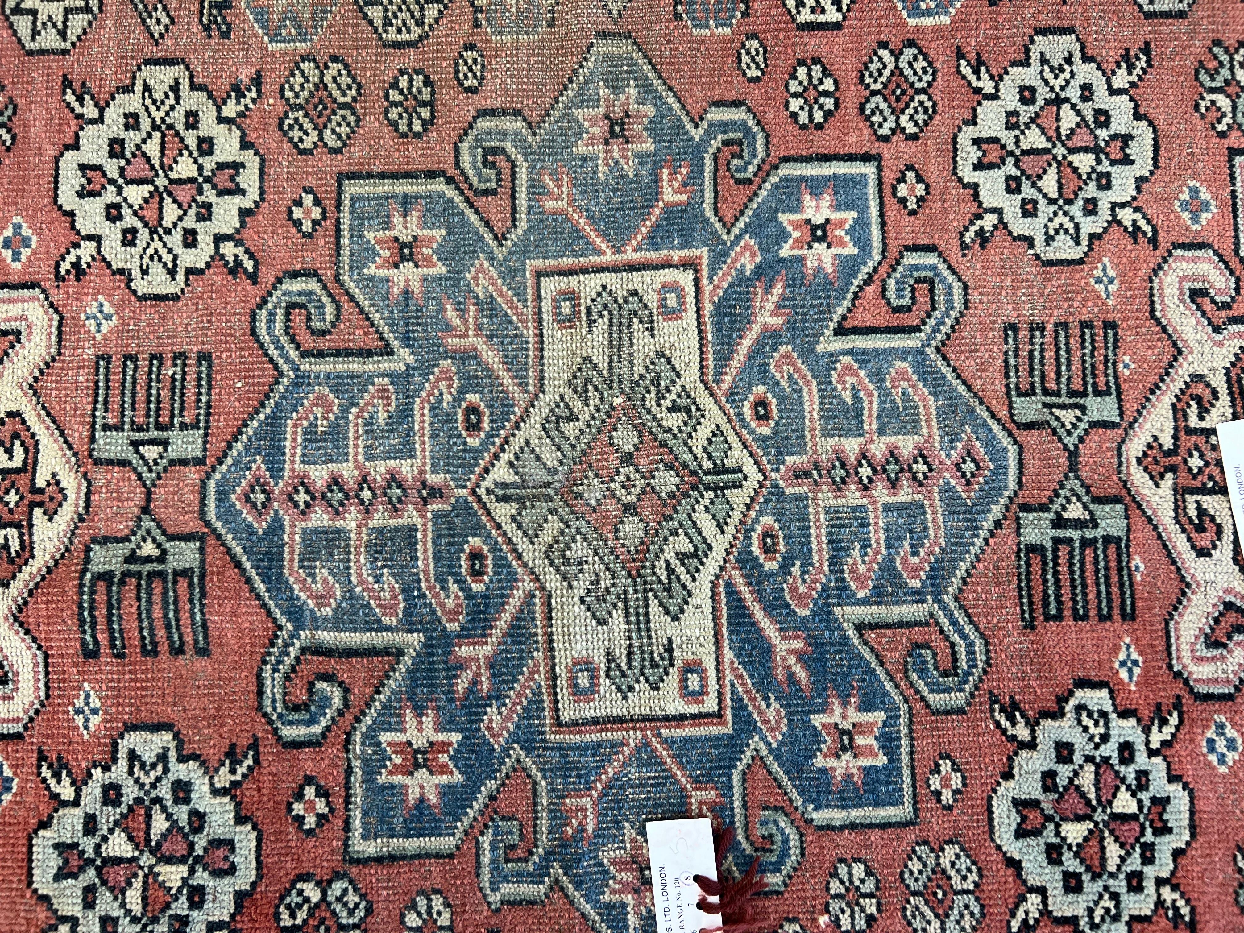 Wool 4x6.4 ft Traditional Vintage Hand Knotted Anatolian Village Rug with Medallions For Sale