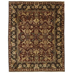 Traditional Retro Indian Rug with Baroque Damask Style
