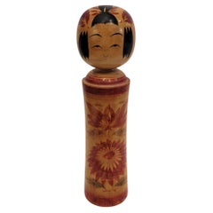 Traditional Vintage Japanese Kokeshi Doll, polychrome wood