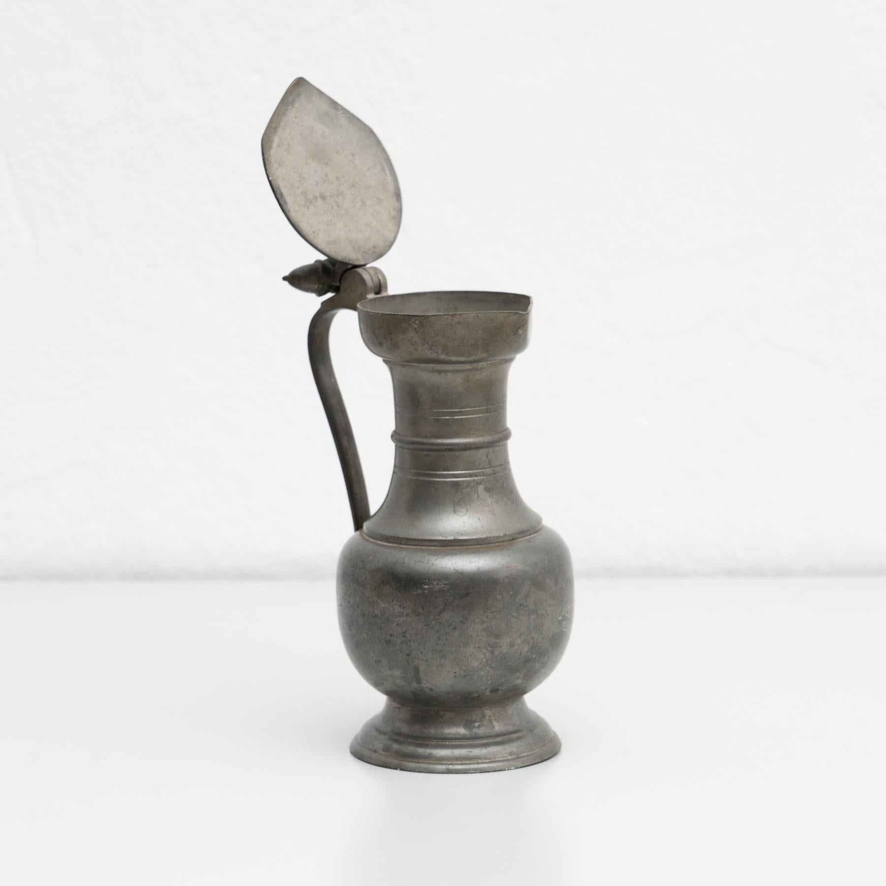 Traditional Vintage Metal Lidded Jug, circa 1970 For Sale 4