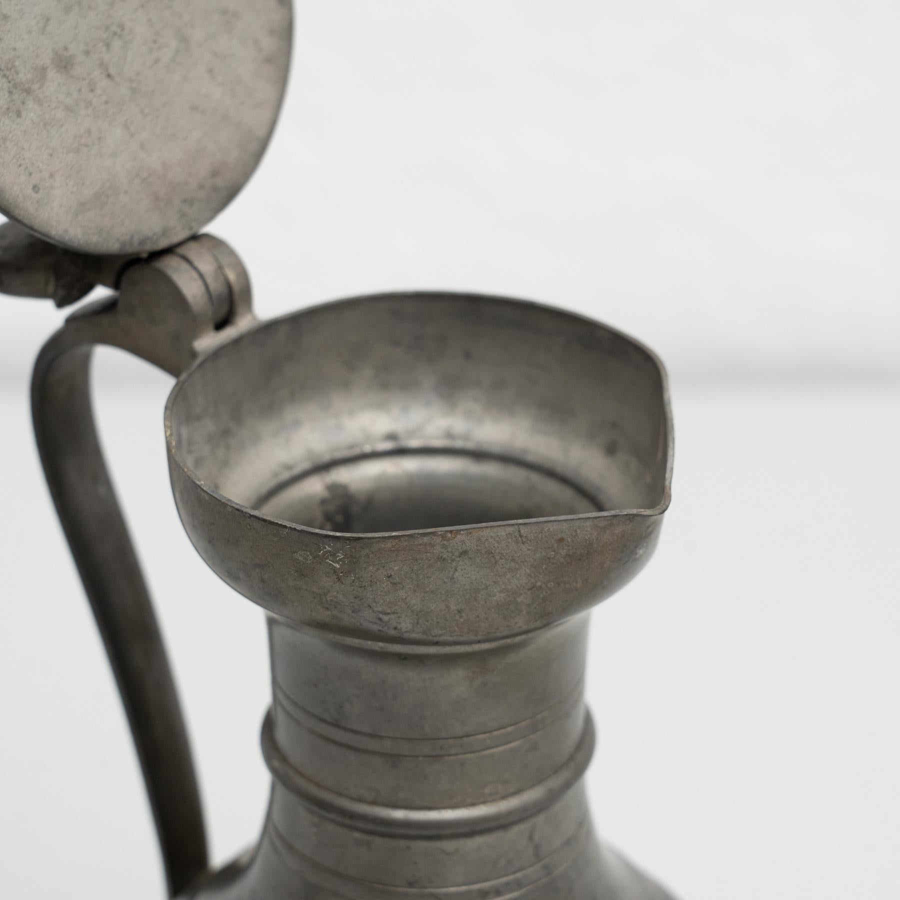 Traditional Vintage Metal Lidded Jug, circa 1970 For Sale 5