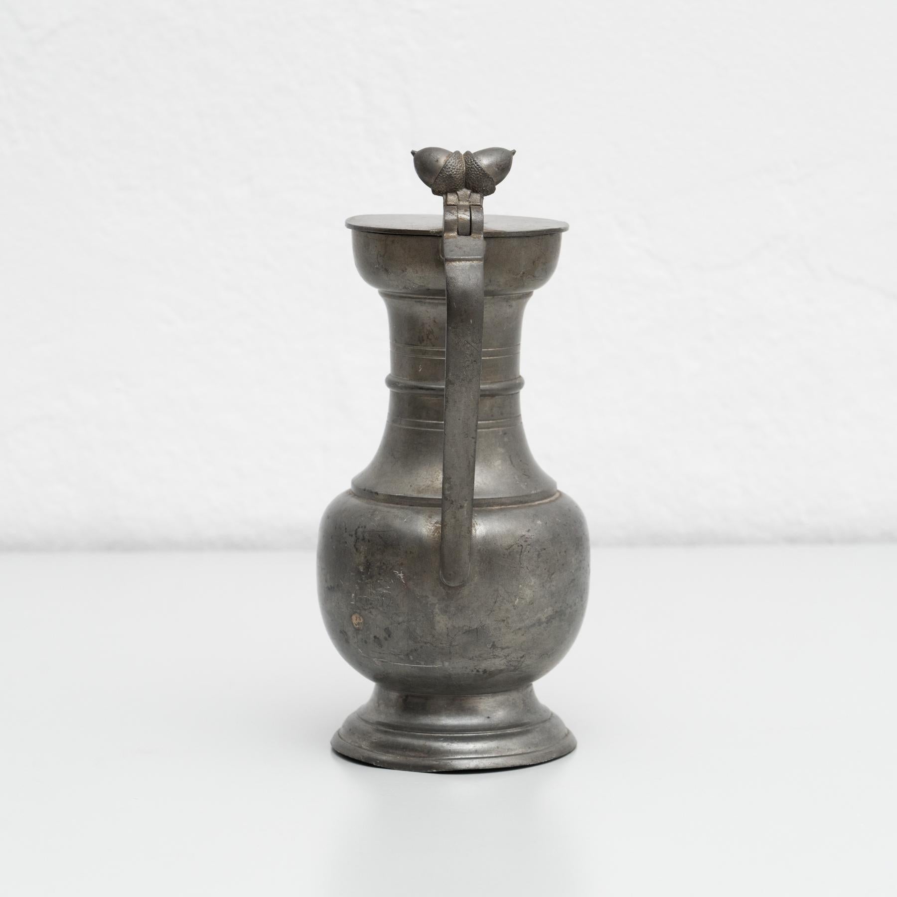 Traditional Vintage Metal Lidded Jug, circa 1970 For Sale 1