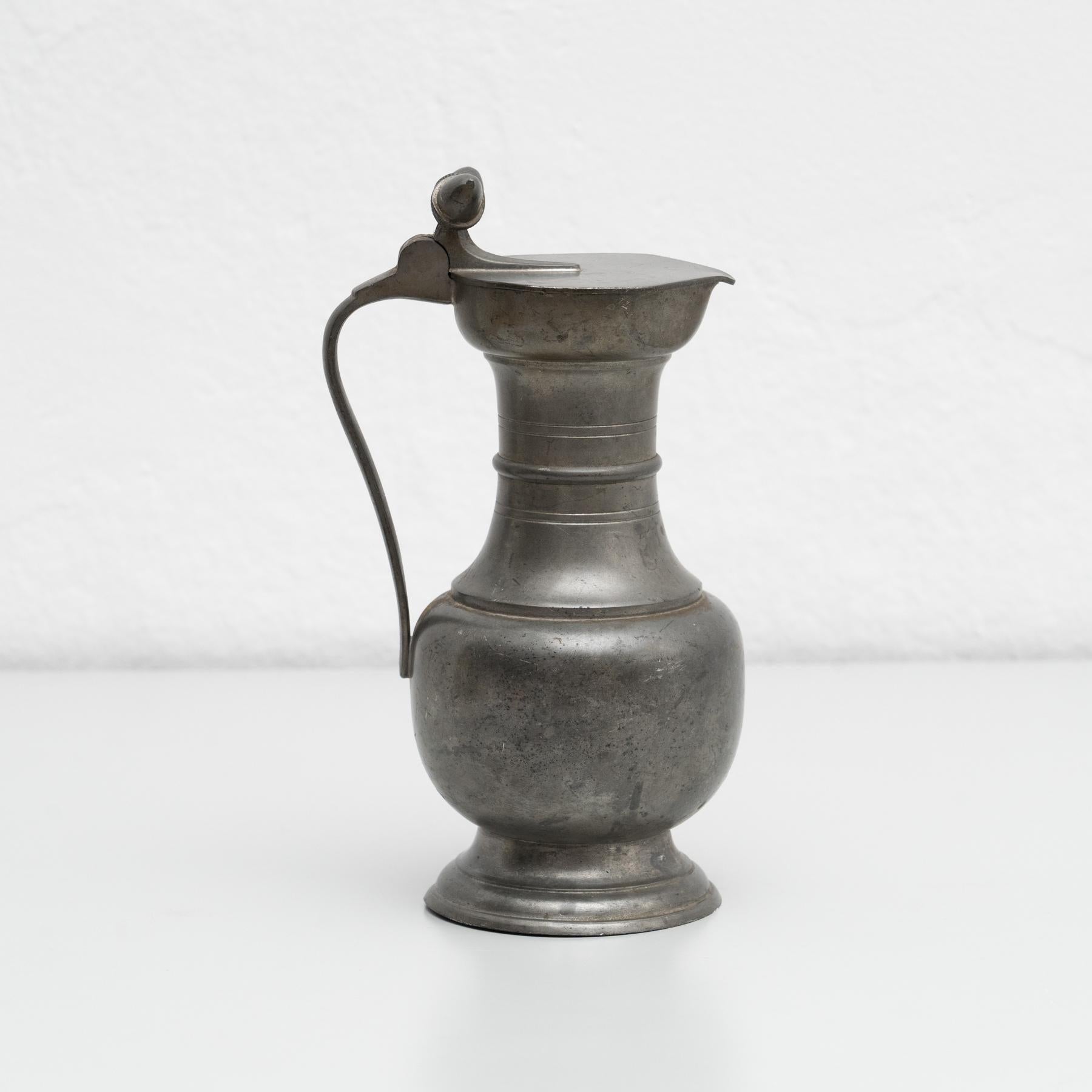 Traditional Vintage Metal Lidded Jug, circa 1970 For Sale 3