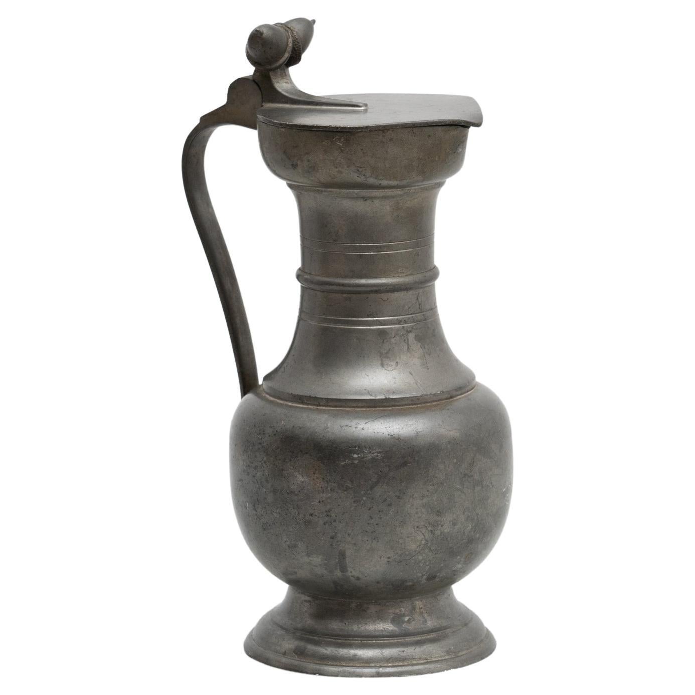 Traditional Vintage Metal Lidded Jug, circa 1970 For Sale