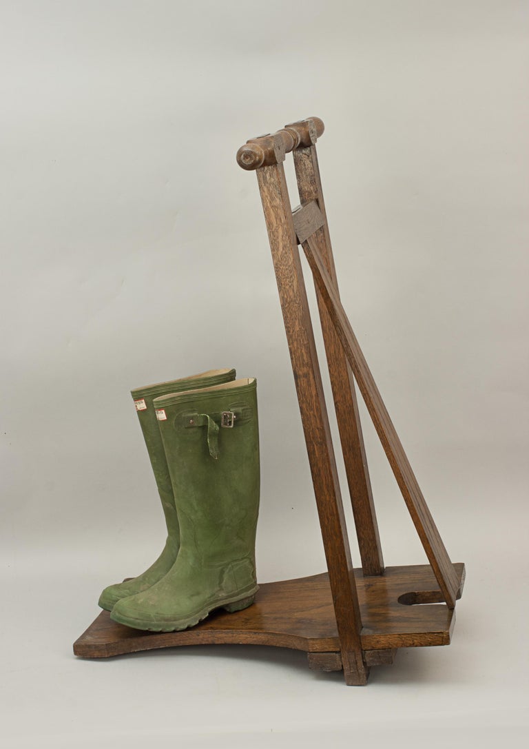 Traditional Vintage Oak Boot Jack, Equestrian Boot Pull at 1stDibs