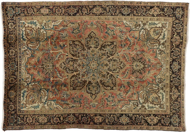 Traditional Vintage Persian Heriz Rug with Colonial Revival Style For ...