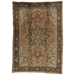 Traditional Vintage Persian Heriz Rug with Colonial Revival Style