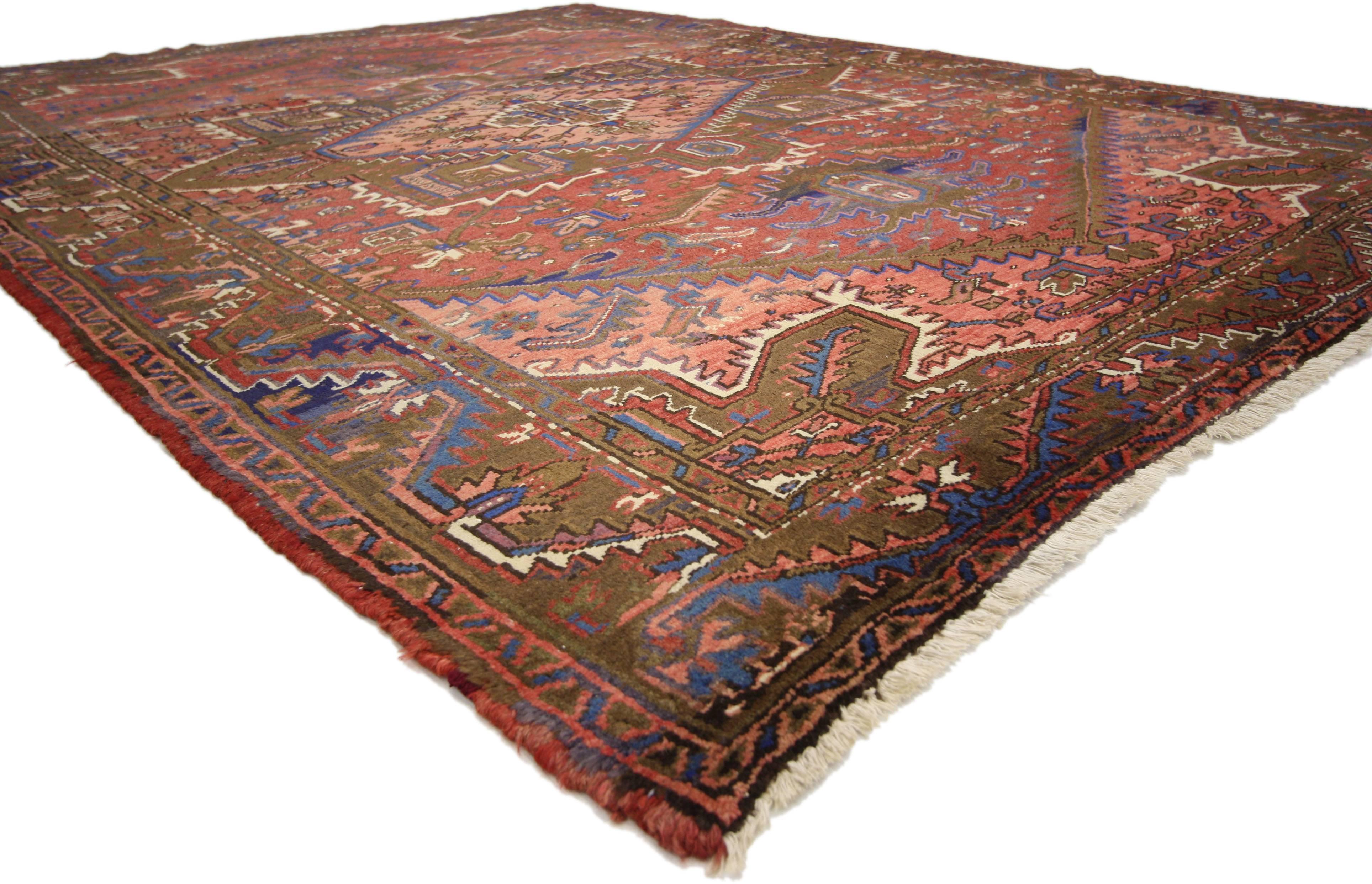 Heriz Serapi Traditional Vintage Persian Heriz Rug with Modern Rustic Style For Sale