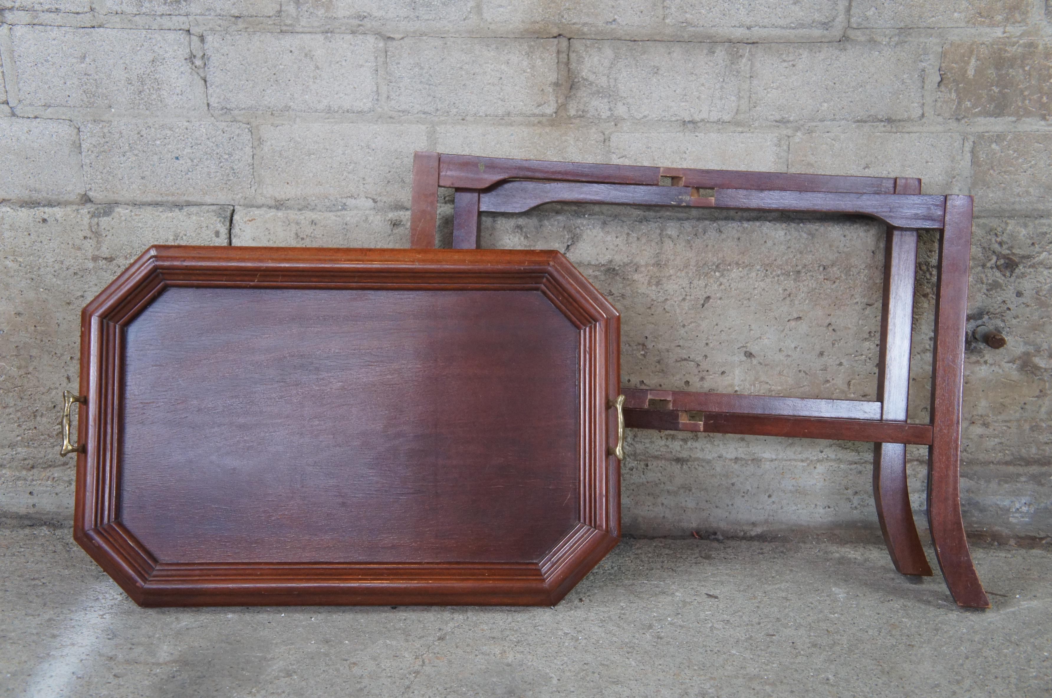 20th Century Traditional Vintage Pine Folding Butlers Tray Side Accent Campaign Table