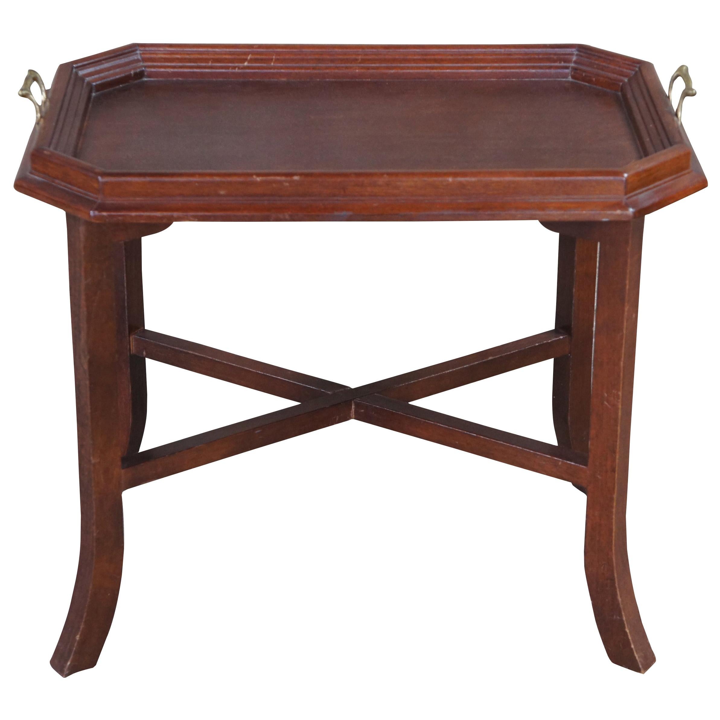 Traditional Vintage Pine Folding Butlers Tray Side Accent Campaign Table