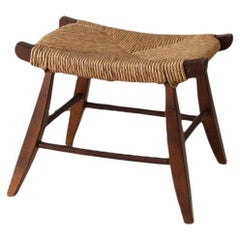 traditional vintage swiss "Tessiner Hocker" made from Bast and Wood