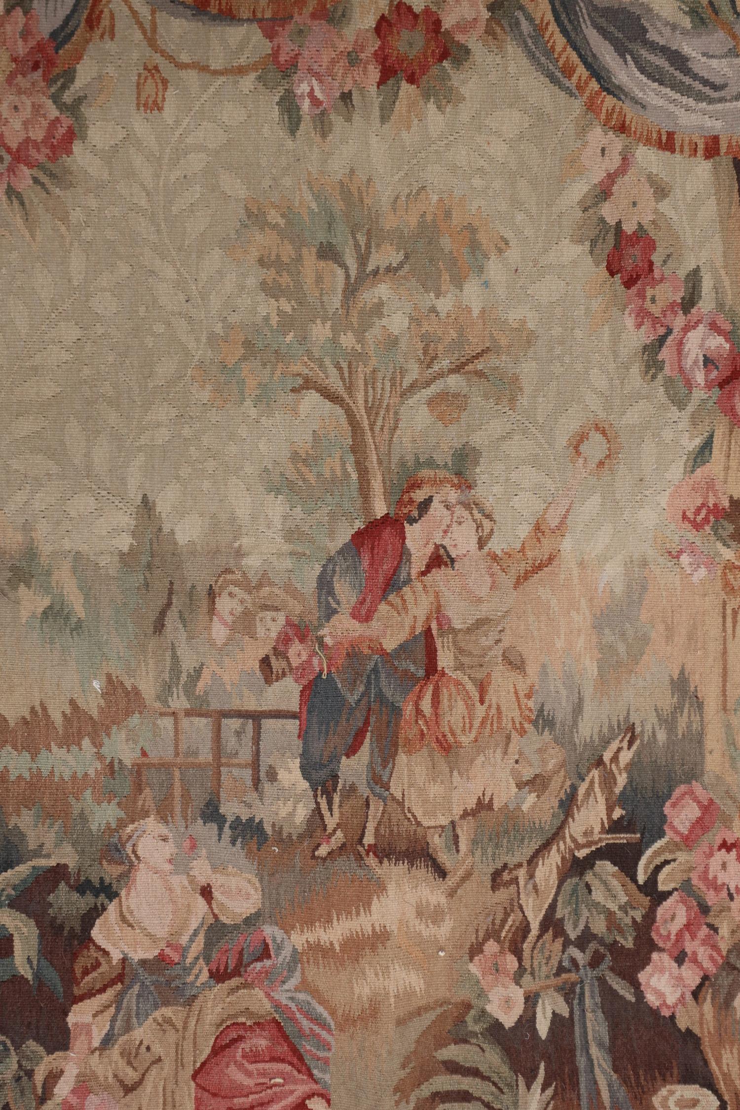 Handgefertigter Wandteppich im französischen Stil, Wandteppich mit Waldszene (Aubusson) im Angebot