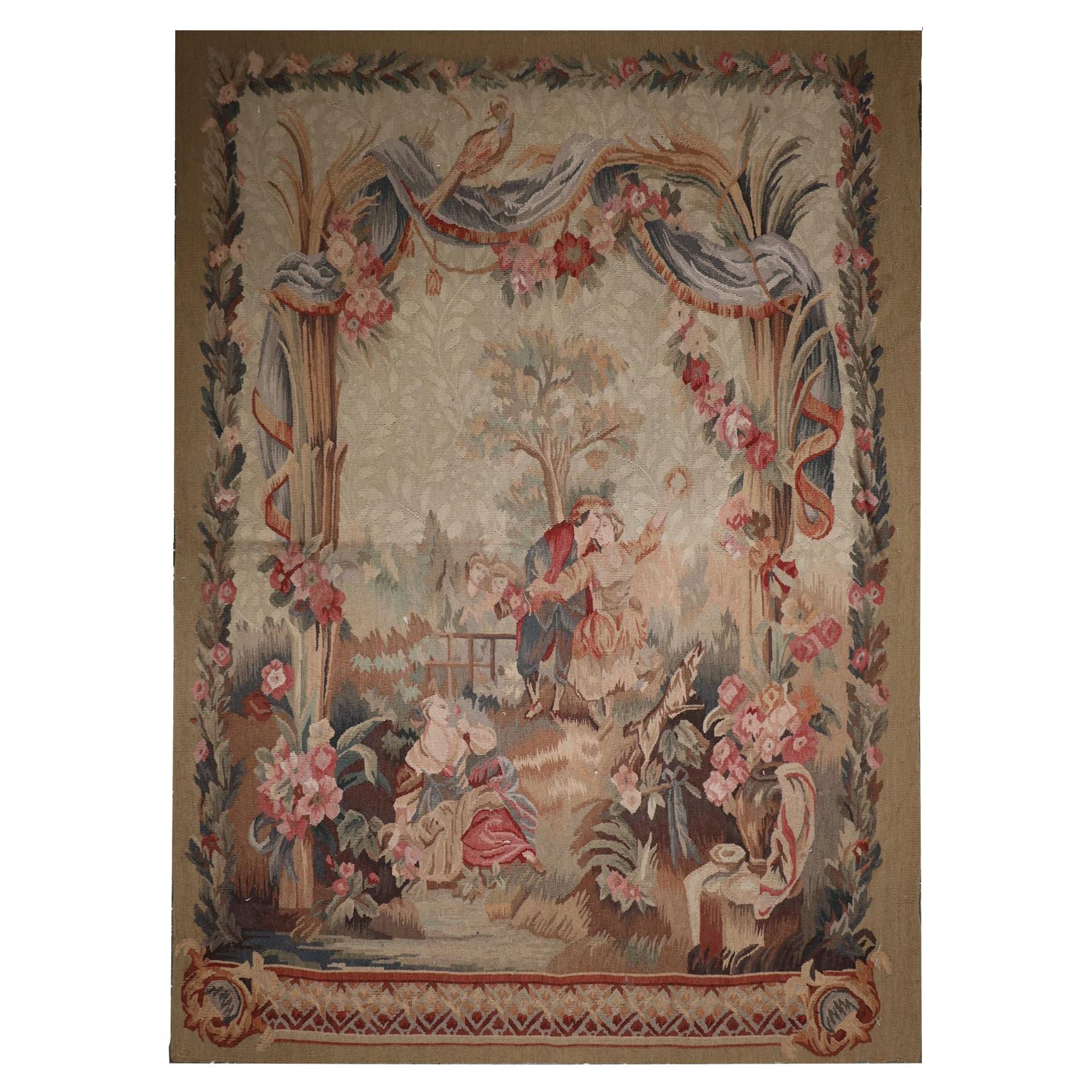 Traditional Wall Decor Handmade Rug French Style Tapestry Forest Scene