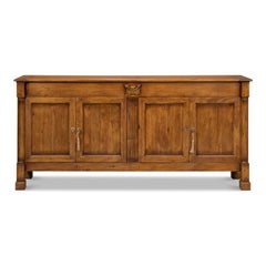Traditional Walnut Credenza - Fruitwood Finish, Fluted Stile