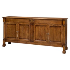 Traditional Walnut Credenza - Fruitwood Finish, Fluted Stile