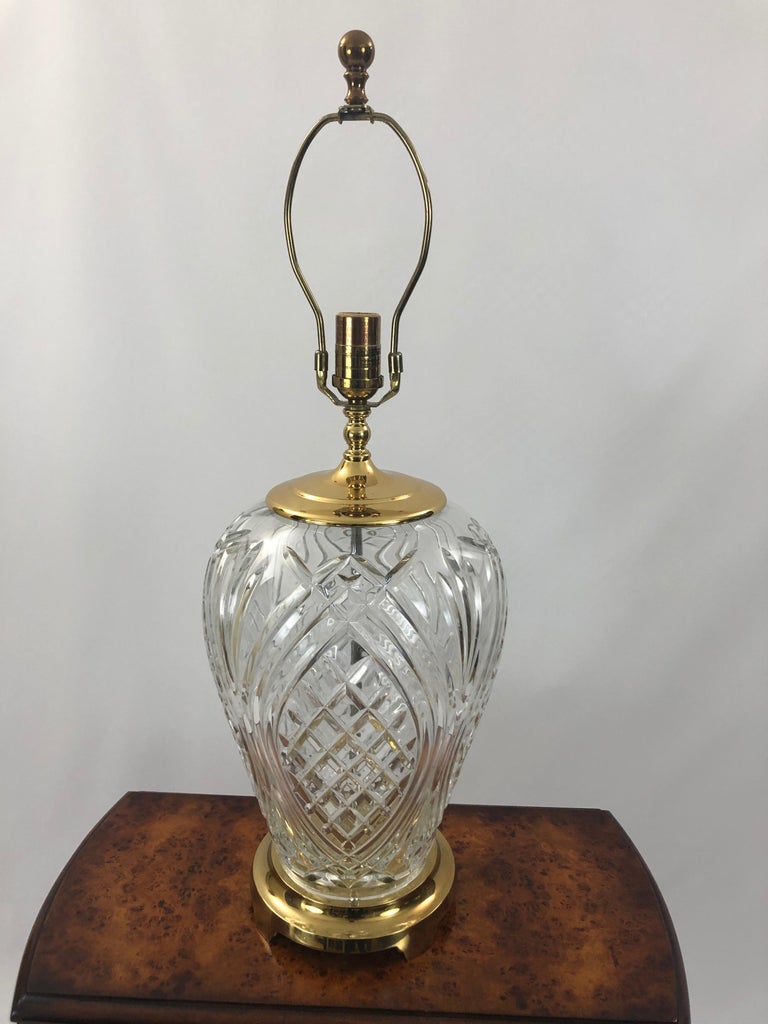 Traditional Waterford Crystal Pineapple Style Large Table Lamp at