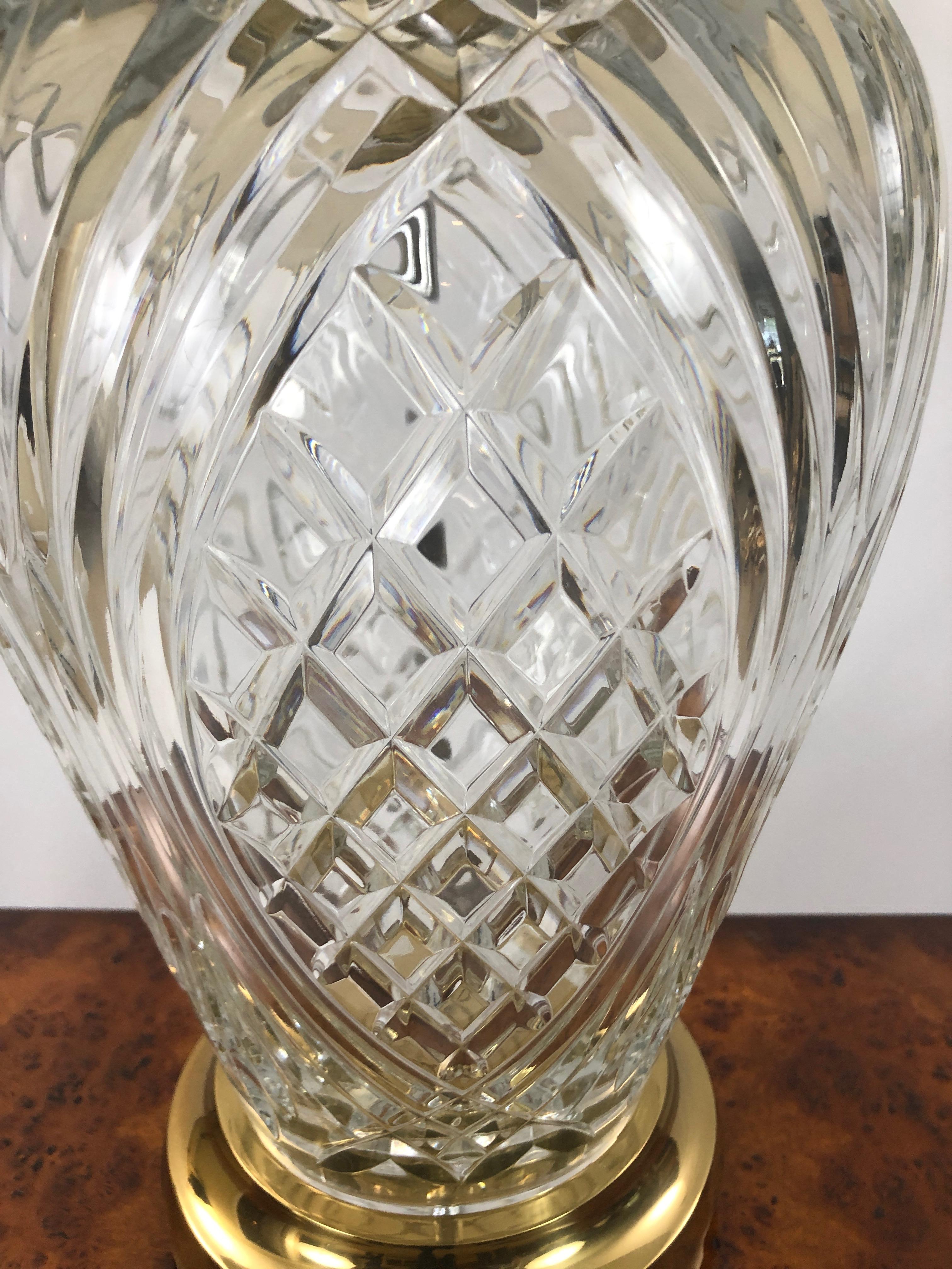North American Traditional Waterford Crystal Pineapple Style Large Table Lamp