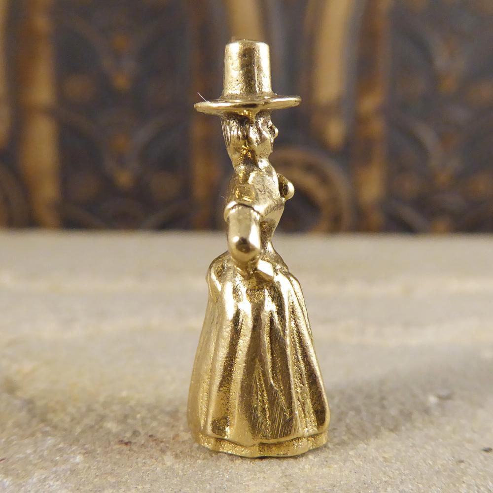 Women's or Men's Traditional Welsh Lady 9 Carat Gold Charm Pendant