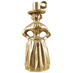 Vintage Traditional Welsh Lady 9 Carat Gold Charm Pendant