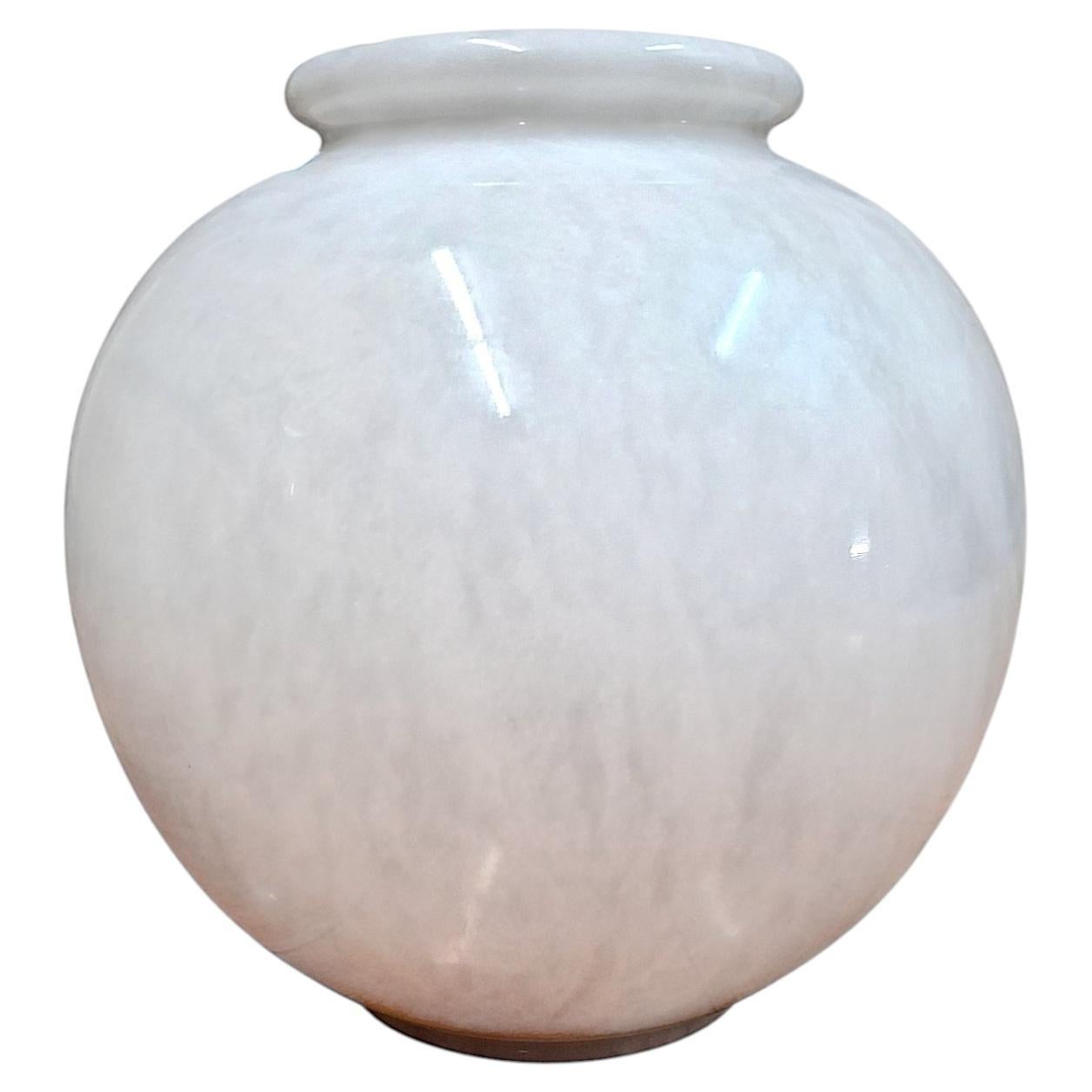 Traditional White Marble Globe-shape Vase For Sale