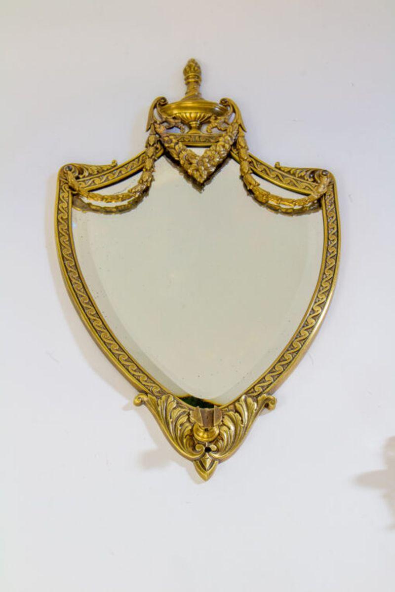 English Traditional William Tonks & Sons Mirror Back Brass Girandole, a Pair For Sale