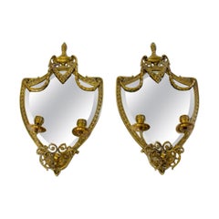 Girandole tradizionali in ottone con retro a specchio di William Tonks & Sons, una coppia