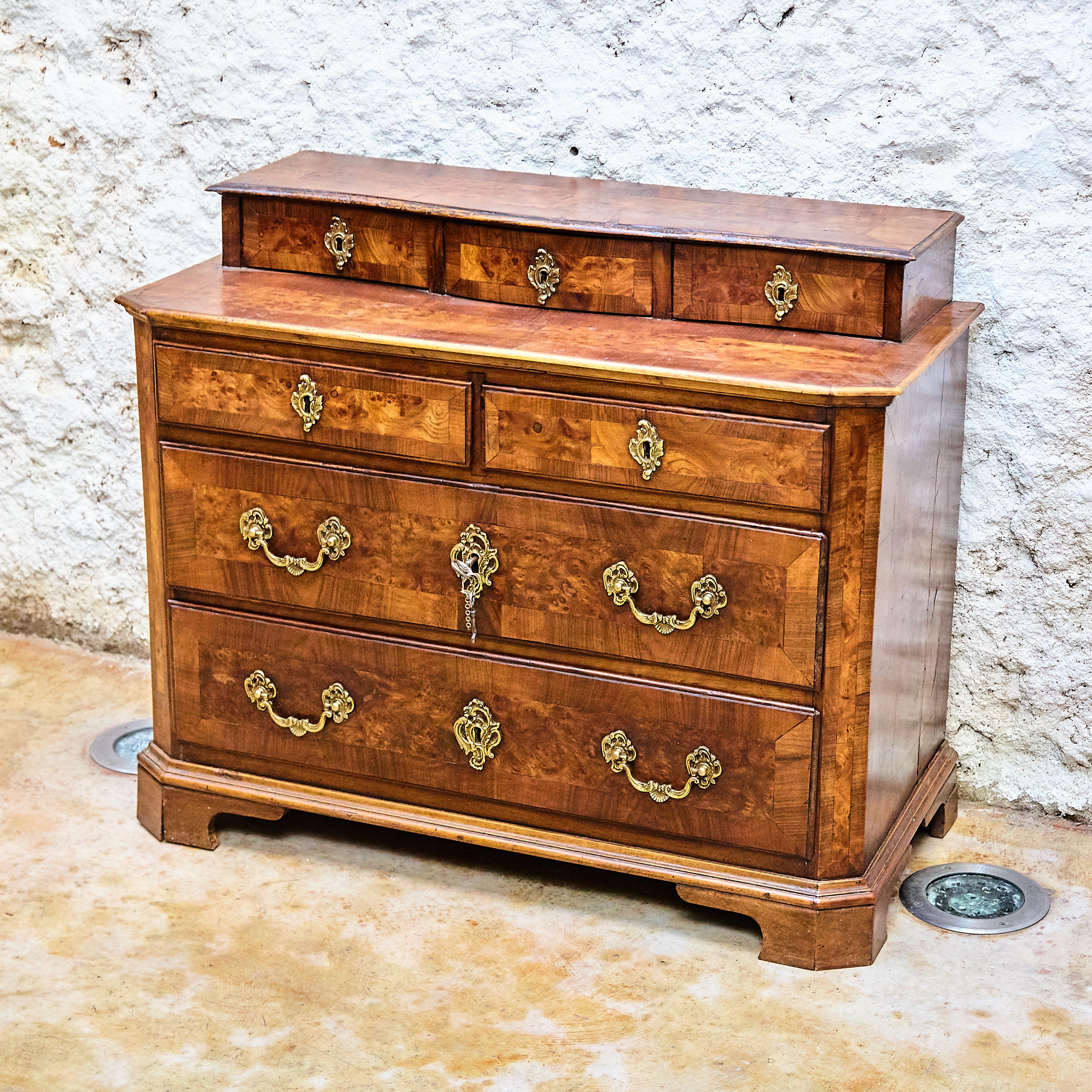Spanish Traditional Wood Catalan Chest with Drawers For Sale
