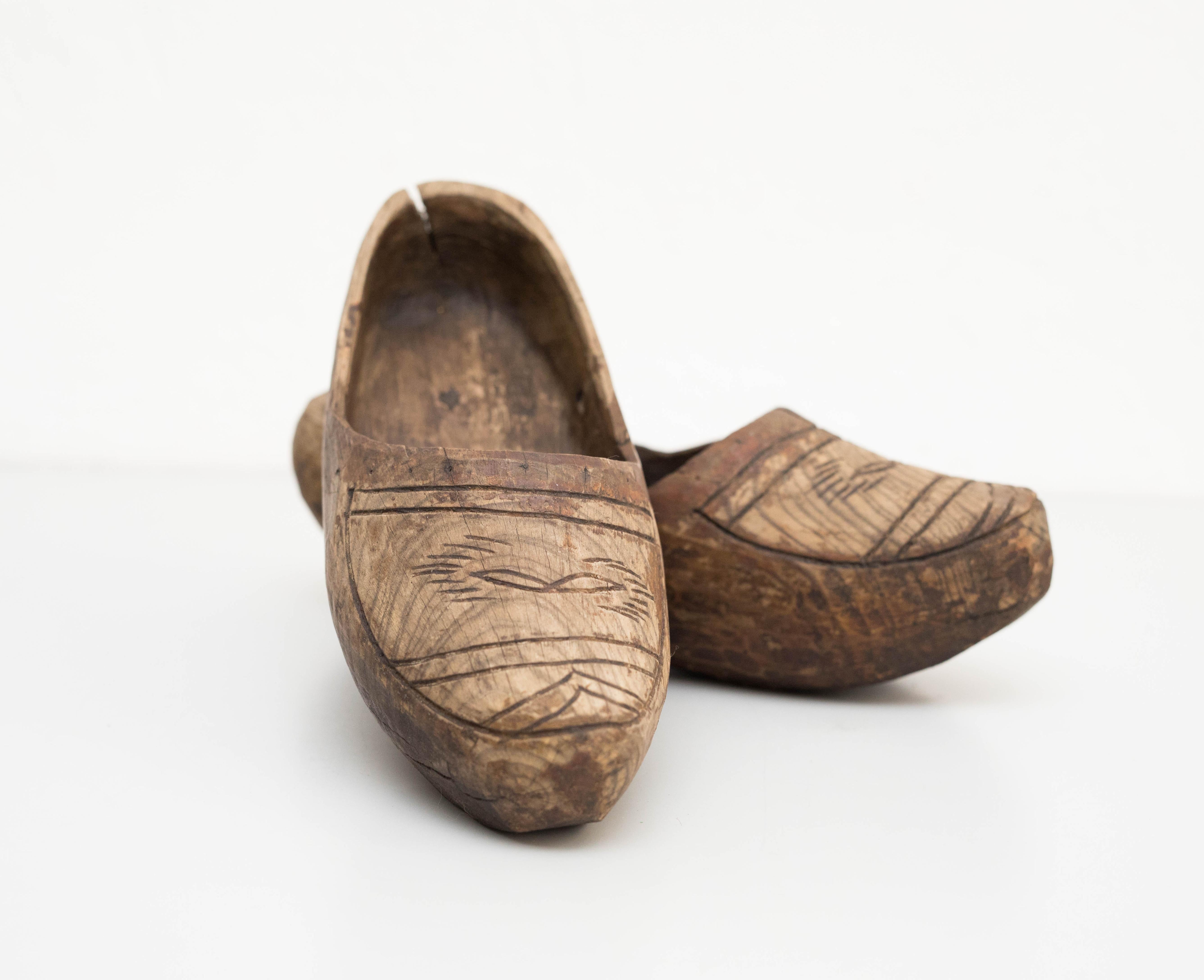 Mid-20th Century Traditional Wood Clogs, 1960 For Sale