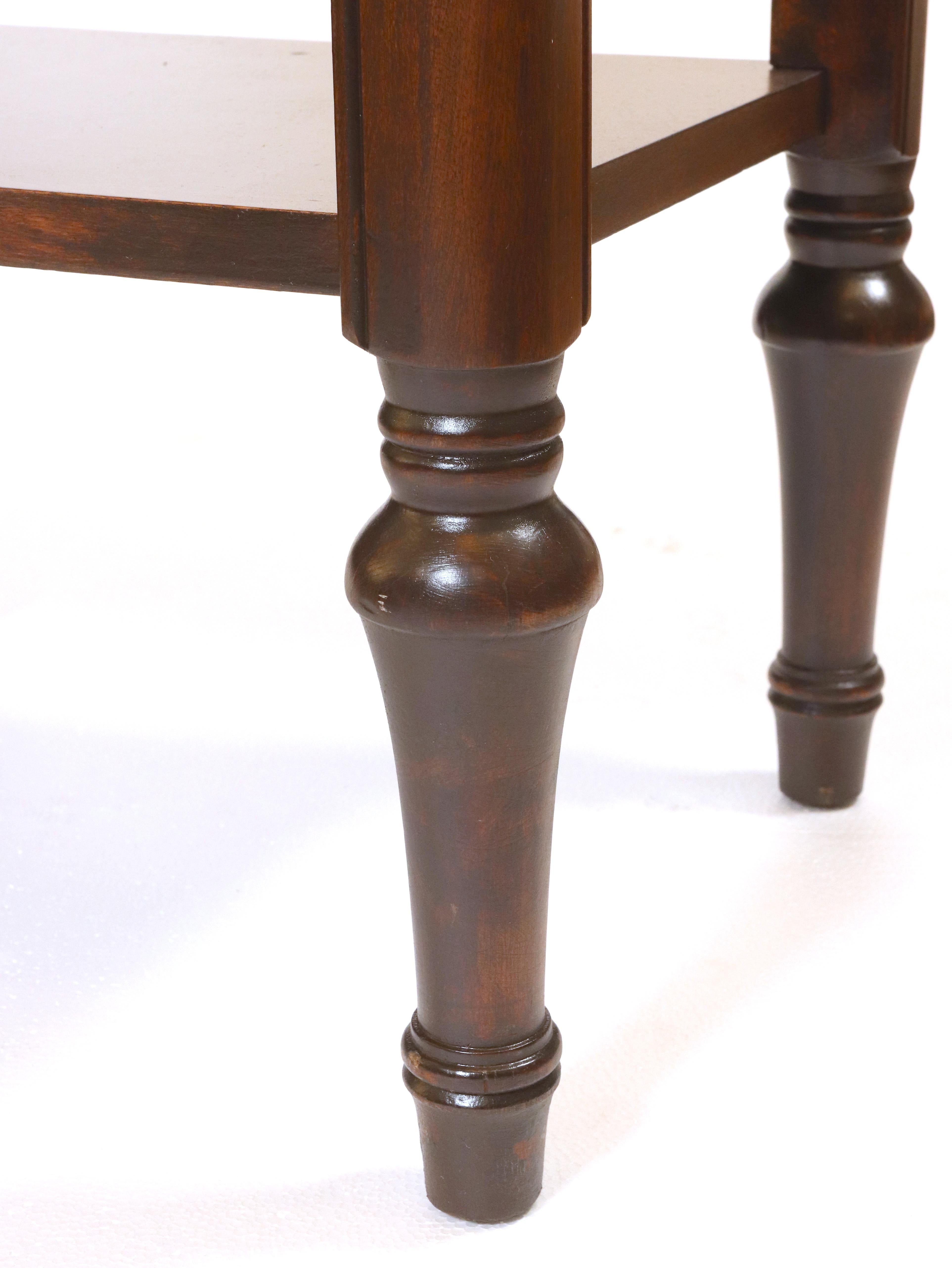 Traditional Wood End Table with Bottom Shelf For Sale 10