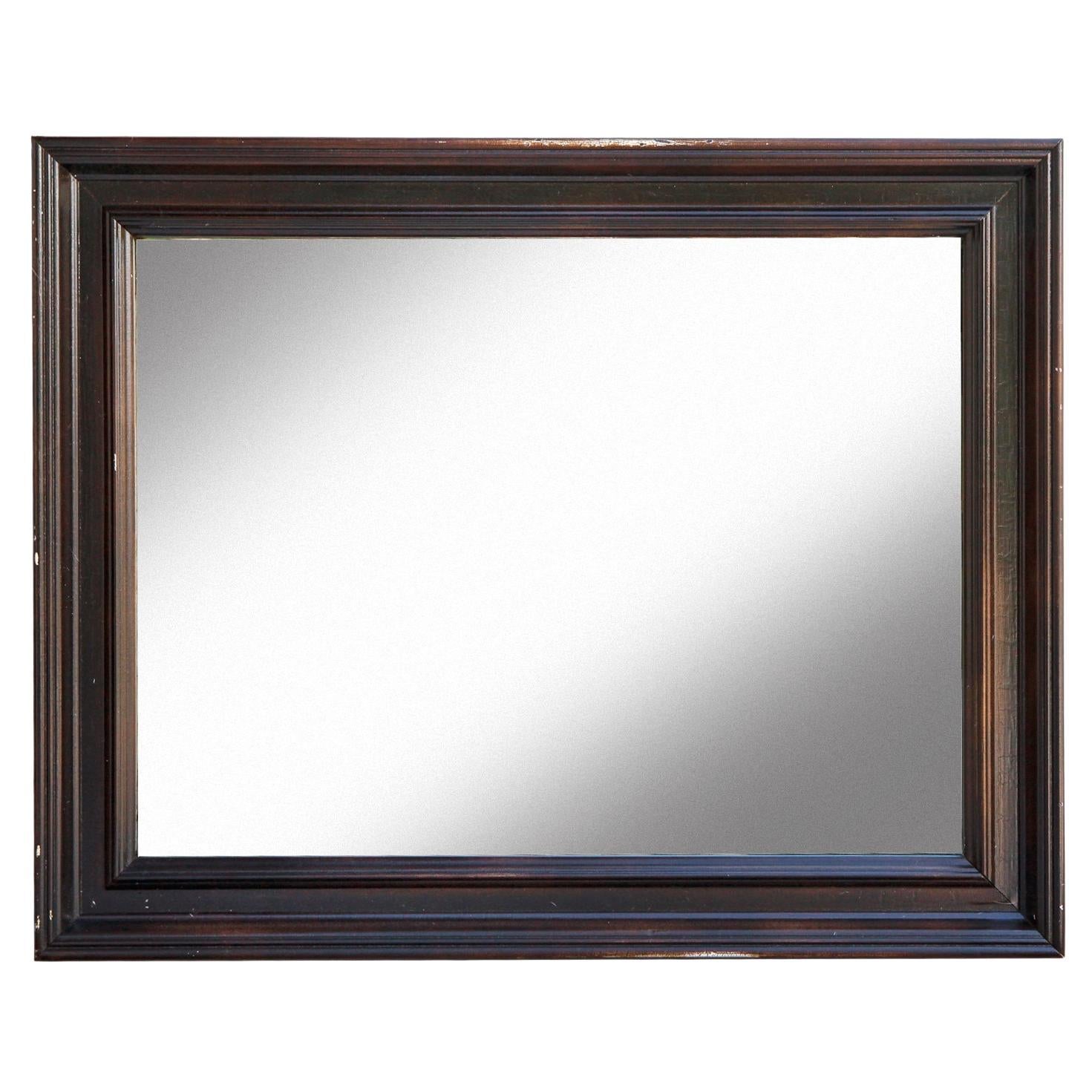 Traditional Wood Framed Mirror in Dark Brown